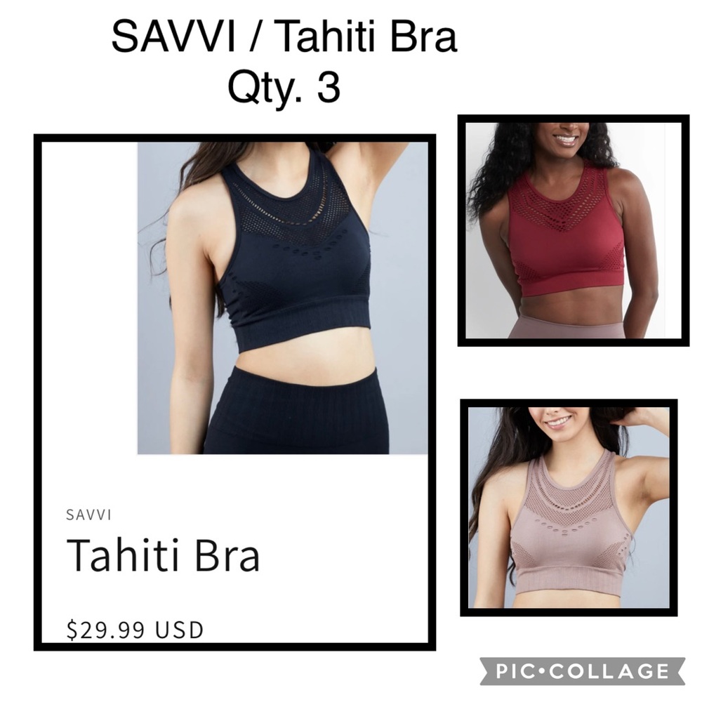Three (3) SAVVI Tahiti Sports Bra Size M - Picture 5 of 9